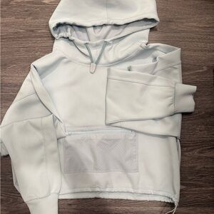 FP Movement Light Blue Pullover Hoodie with Front Zip Pocket